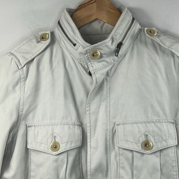 Banana Republic Tan Utility Jacket Size XS Zip Up Hide Away Hood - Picture 2 of 16
